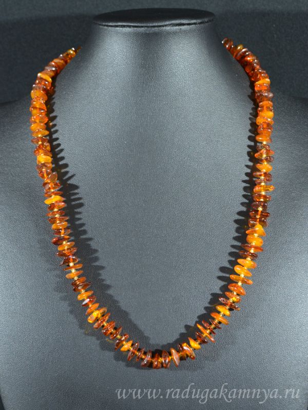 Amber beads cognac crumb, 54cm