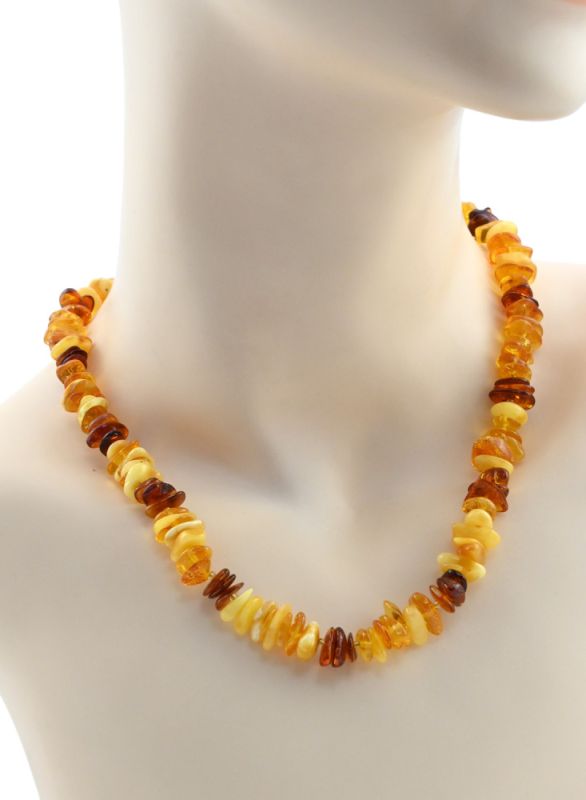 Amber beads galtovka honey, milk, cognac, 46cm