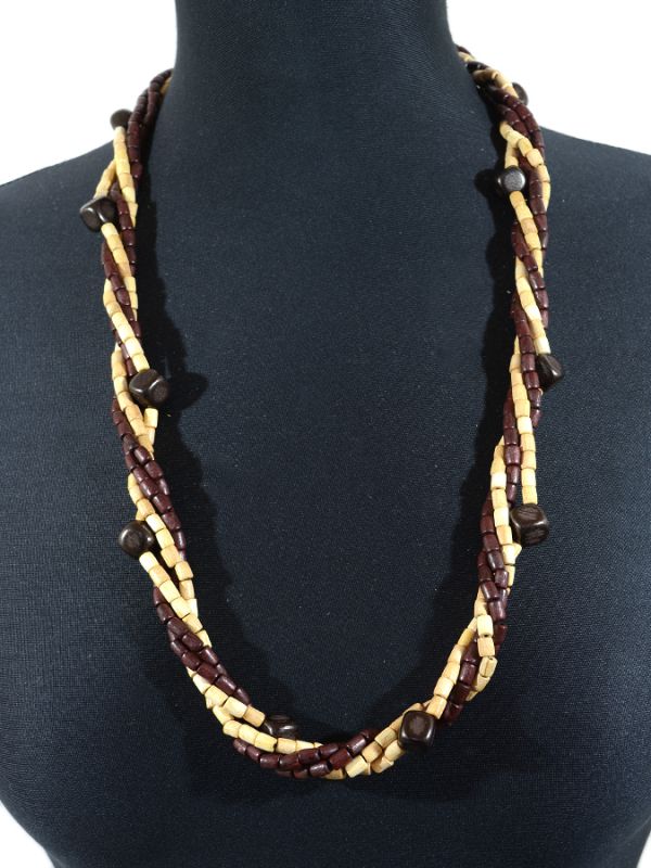 Beads made of wood Harness 4 strands, 70cm