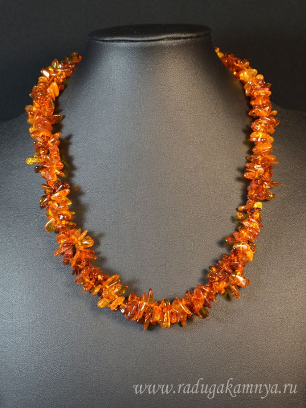 Amber beads double cognac crumb, 50cm