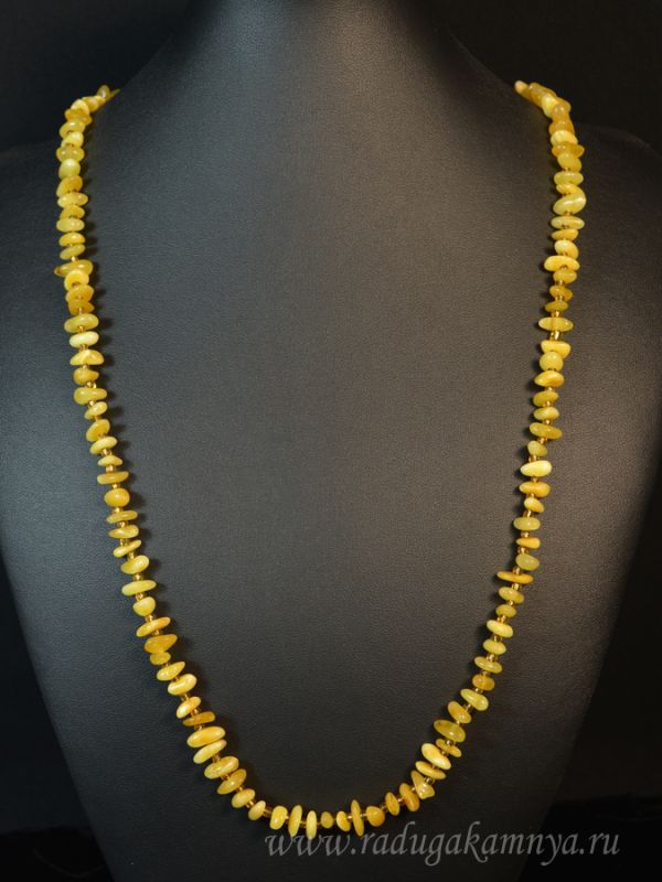 Beads made of amber crumb milky honey, 65cm