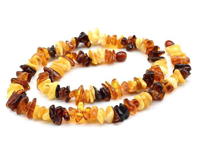 Amber beads galtovka milk, light cognac, cognac, 50cm