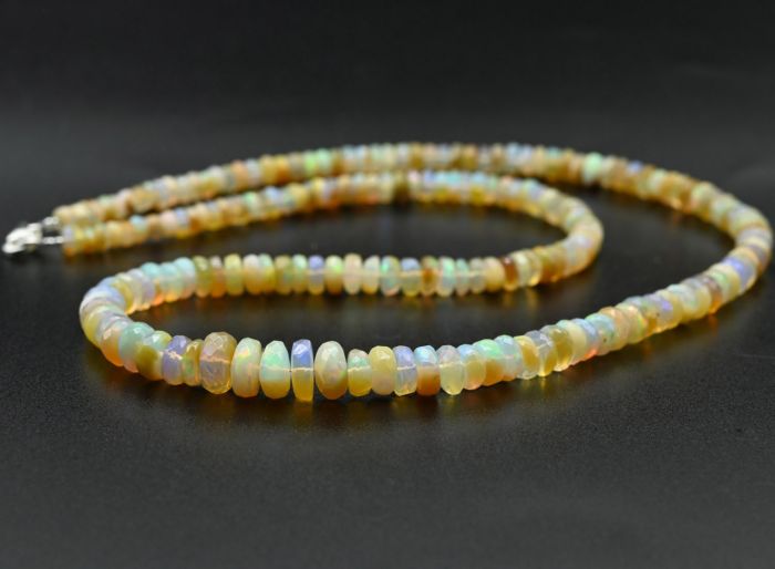 Opal beads cut rondel for an increase of 46cm, 12.2g