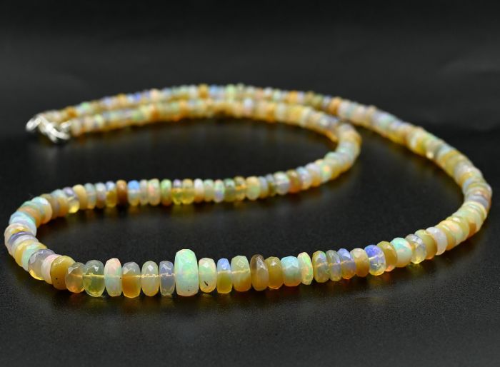 Opal beads cut rondel for an increase of 45cm, 11.8g