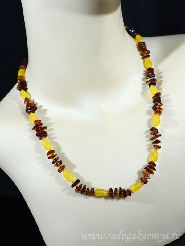 Beads made of amber crumb, cognac oval, honey, 50cm