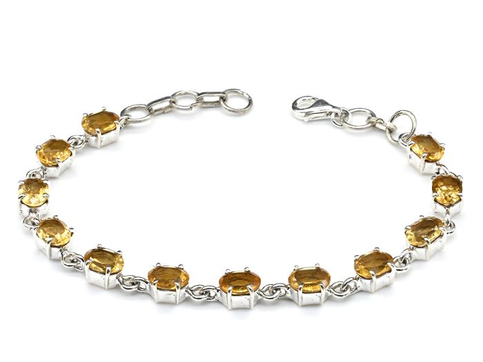 Bracelet C925 with citrine oval 6*8mm, 19-21cm, 14.4g