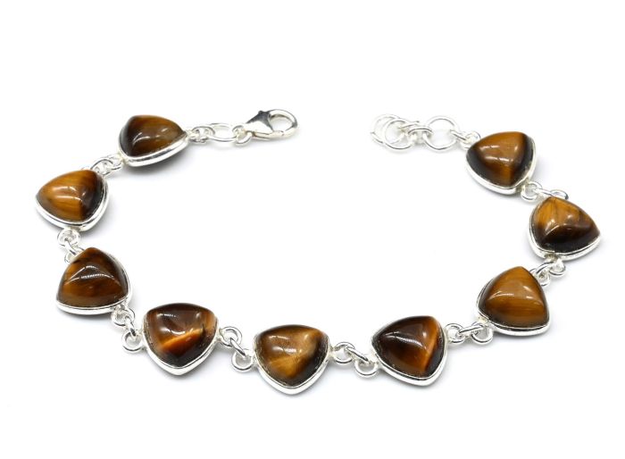 Bracelet C925 with tiger eye triangle 10*10mm, 17-18.5cm, 7.9g