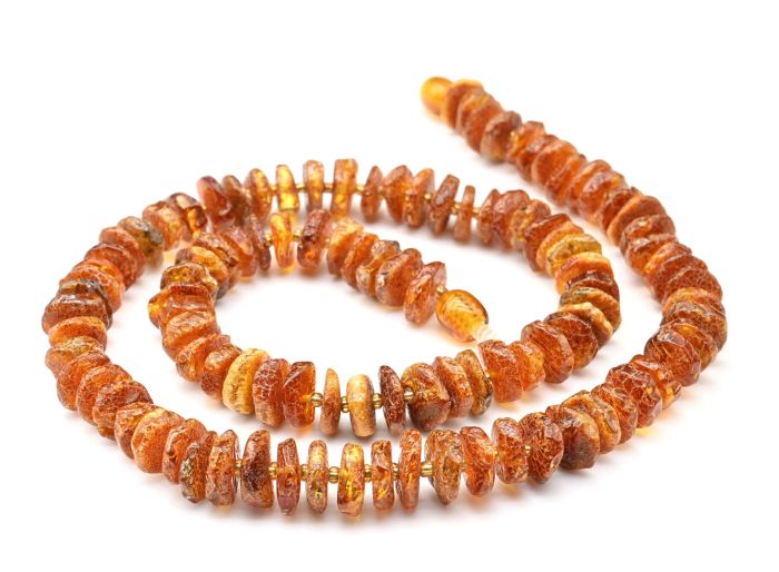 Beads amber discs 10mm color. cognac, 46cm