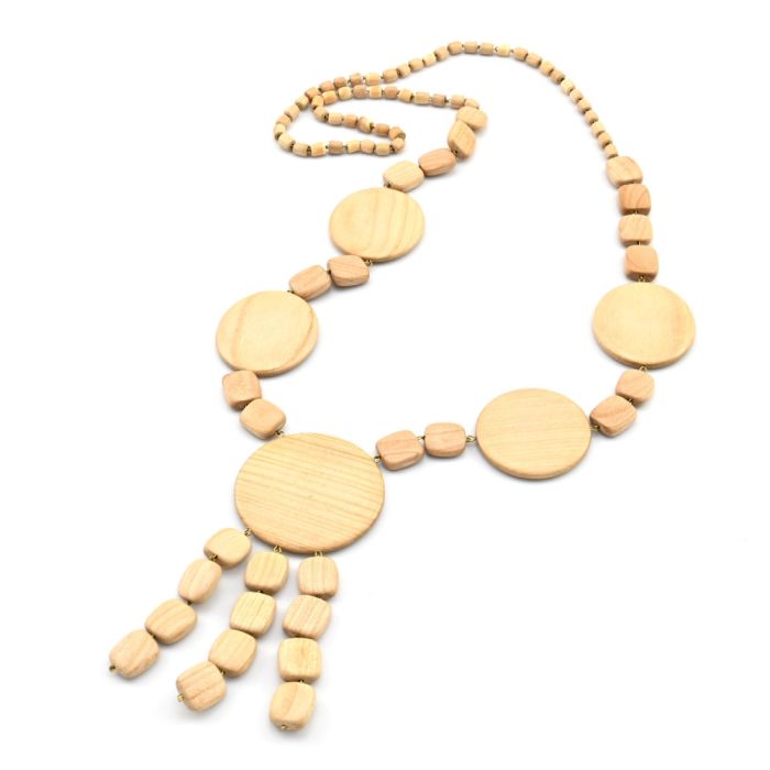 Beads made of Bella wood with a pendant, 86cm