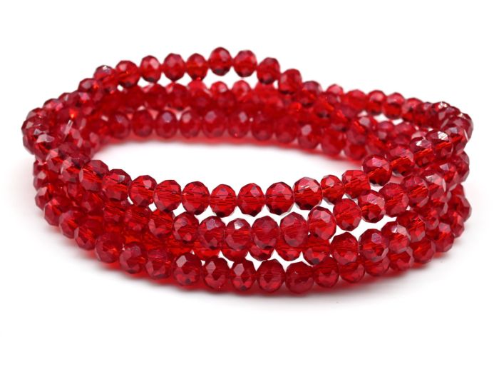 Beads bracelet with an elastic band made of zircon corn gr.6mm red 2.86 cm