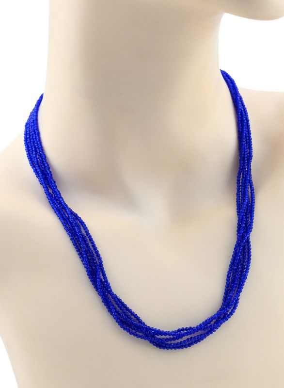 Zircon beads of 5 strands ball gr.2mm color.Bright blue, 48cm