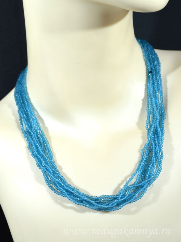 Beads made of dark turquoise Spinel 10 strands ball gr.2mm, 50cm, 30.7g