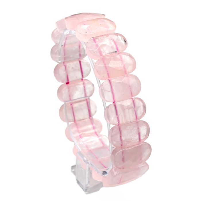 Faceted 20*8mm rose quartz bracelet