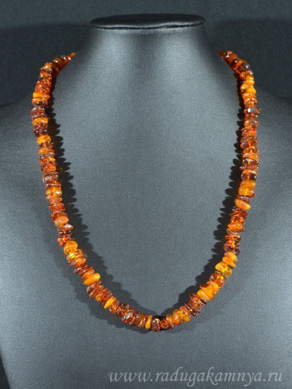 Amber beads cognac crumb, 52cm