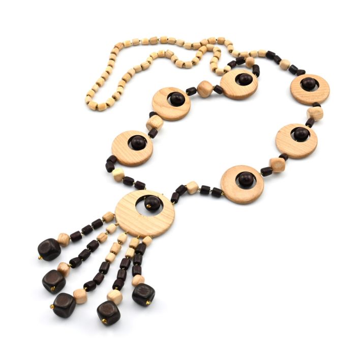 Wooden beads with Julia pendant, 86cm