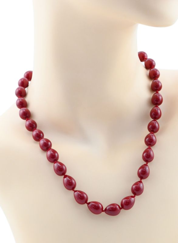 Majorcan beads drop 10*13mm color.red, 46cm