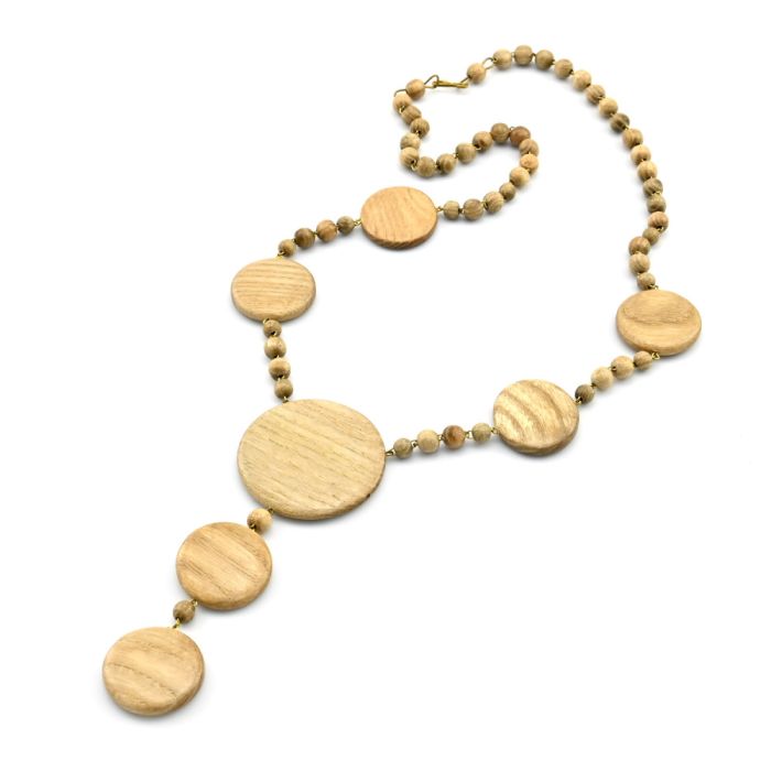 Beads made of wood with a Romantic pendant, 55cm