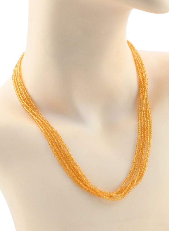 Zircon beads 5 strands ball gr.2mm honey color, 47cm