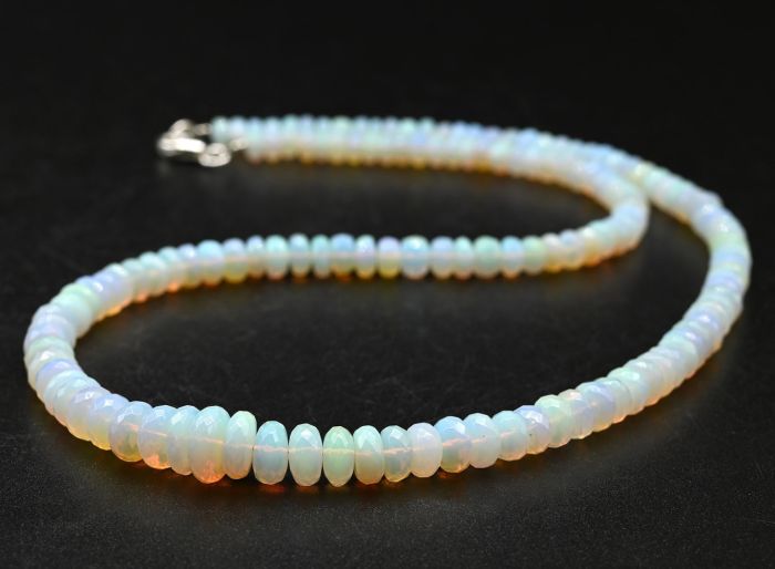 Opal beads cut rondel for an increase of 46cm, 15.5g