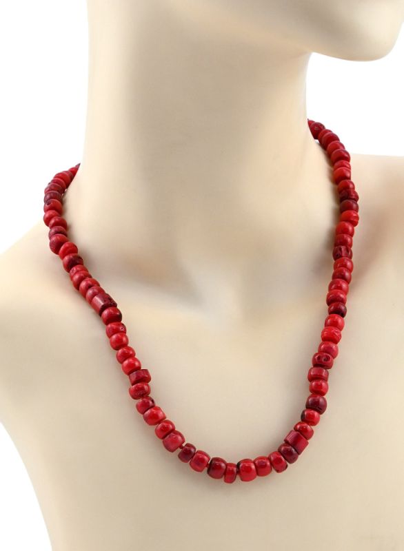 Beads made of coral red disk 8mm, 51cm