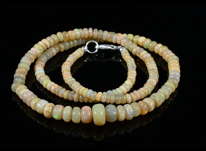 Gold rondel Opal beads for an increase of 45cm, 11.3g