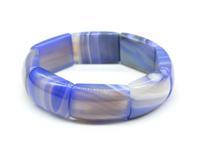 Bracelet made of tinted agate segment 18*28mm, color cornflower blue