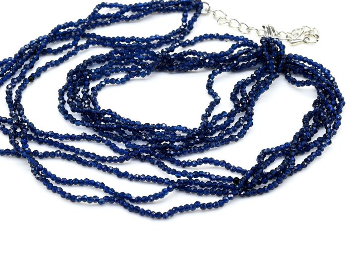 Zircon beads of 5 strands ball gr.2mm color.dark blue, 46cm