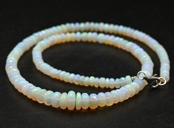 Opal beads cut rondel for an increase of 46cm, 15.5g