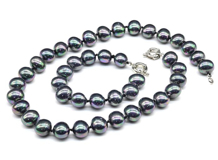 Beads, bracelet from Mallorca oval 15*13mm color.black, 46; 20cm